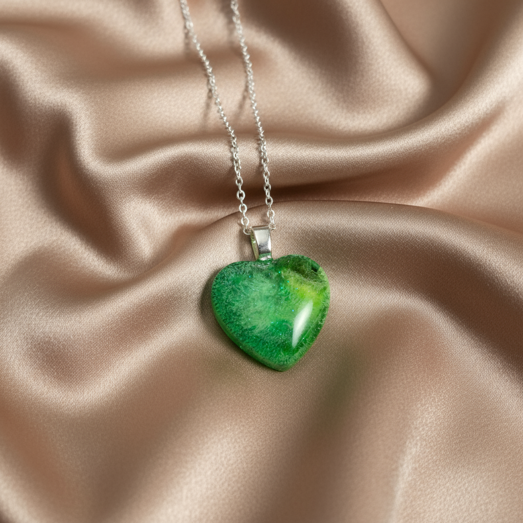 Heart pendant, green