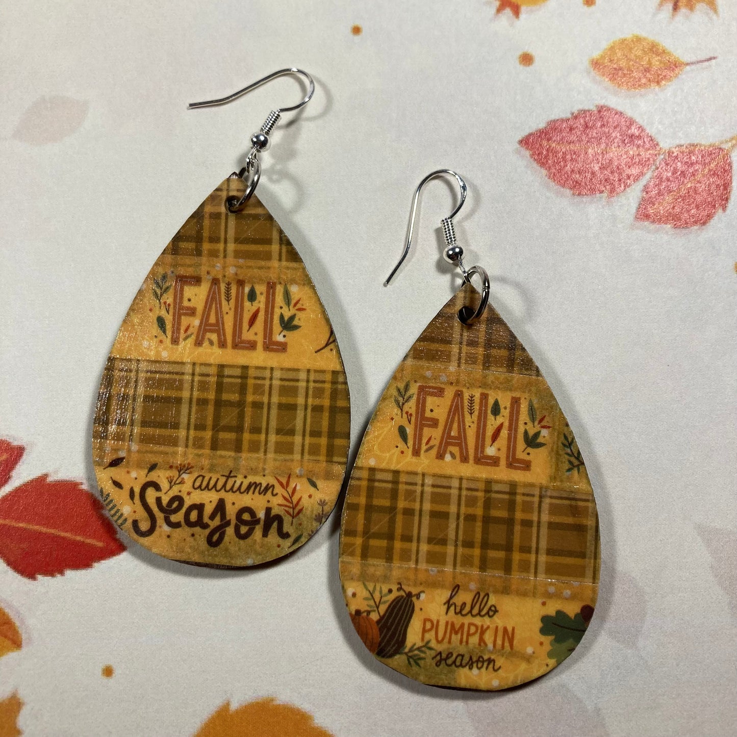 Fall wooden earrings