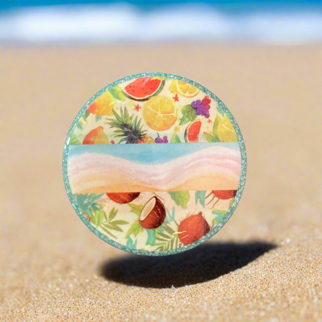 Magnets, tropical fruits, coconuts, summer vibes