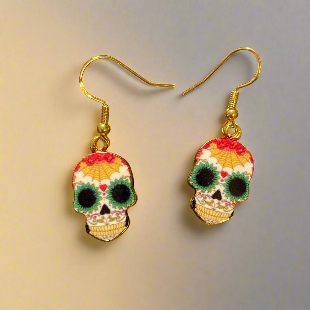 Day of the Dead sugar skulls charm earrings