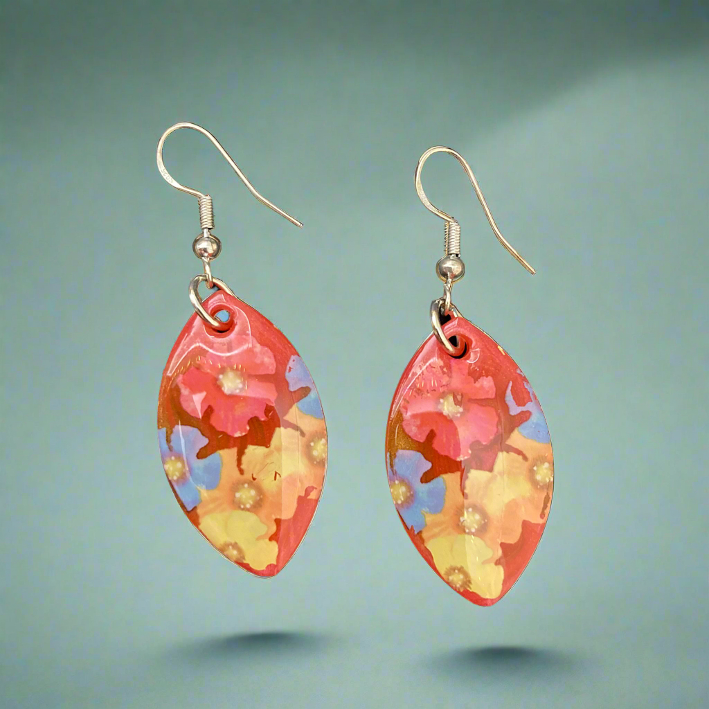 Drop Earrings, tropical flowers, dangle earrings