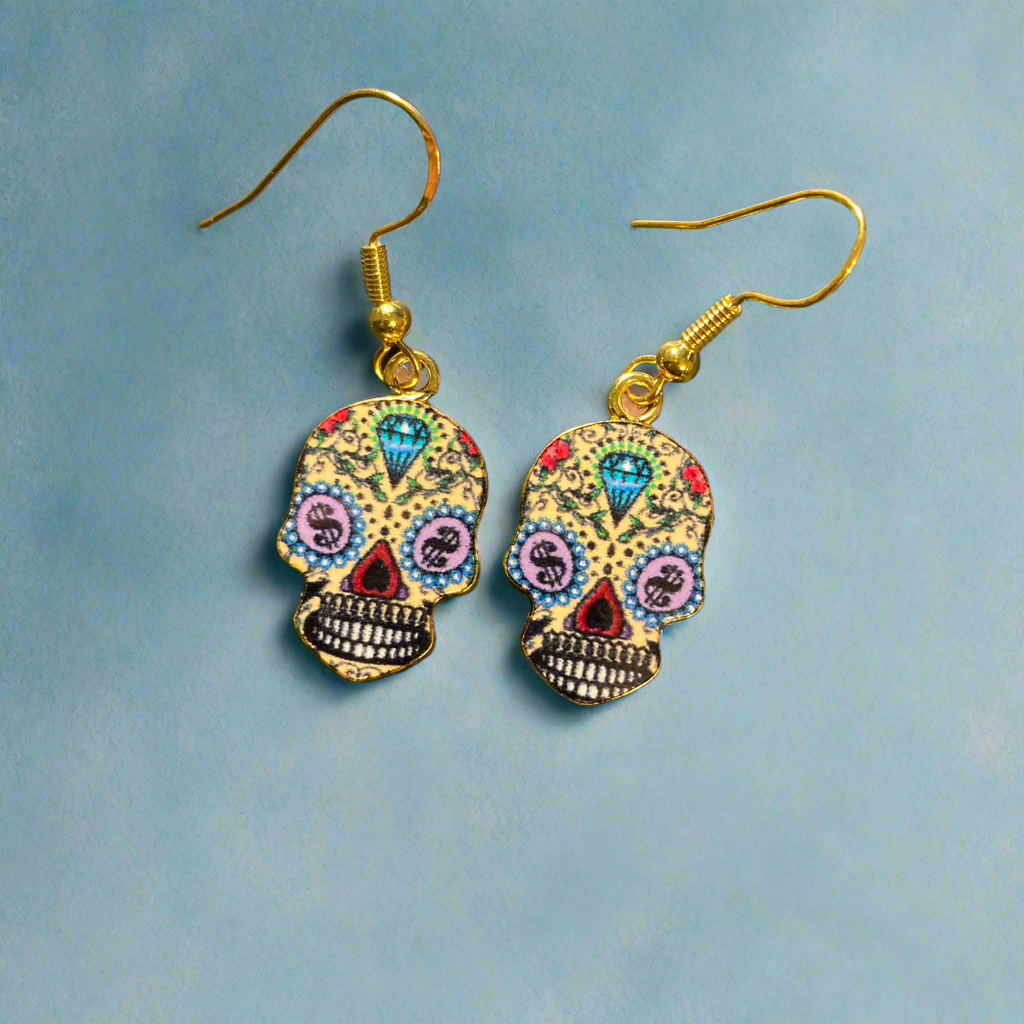 Day of the Dead sugar skulls charm earrings