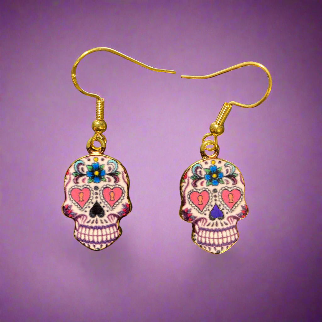 Day of the Dead sugar skulls charm earrings