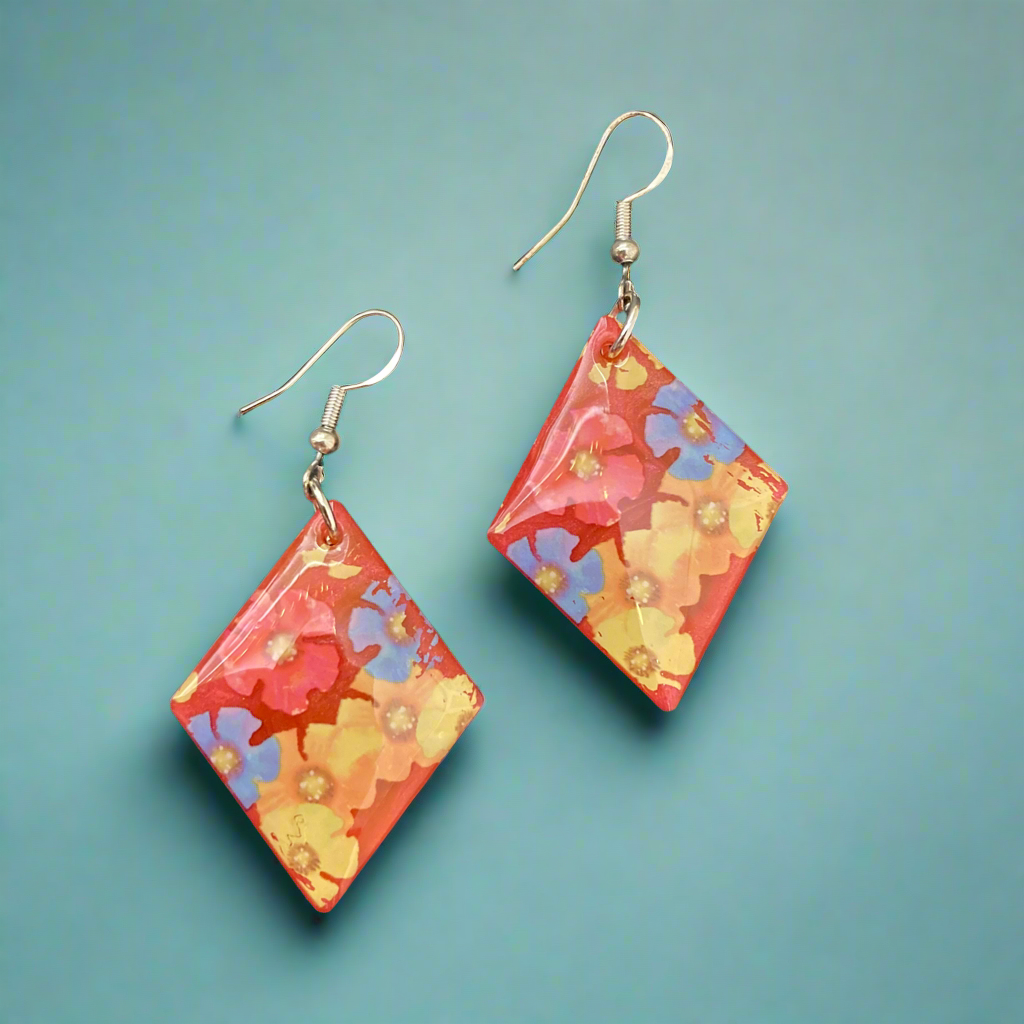 Drop Earrings, tropical flowers, dangle earrings