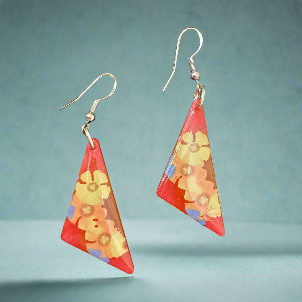 Drop Earrings, tropical flowers, dangle earrings