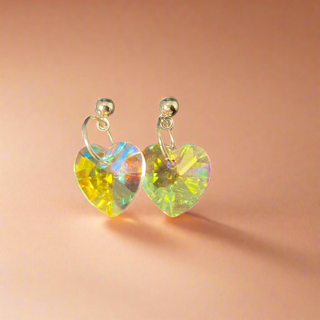 Prismatic heart earrings