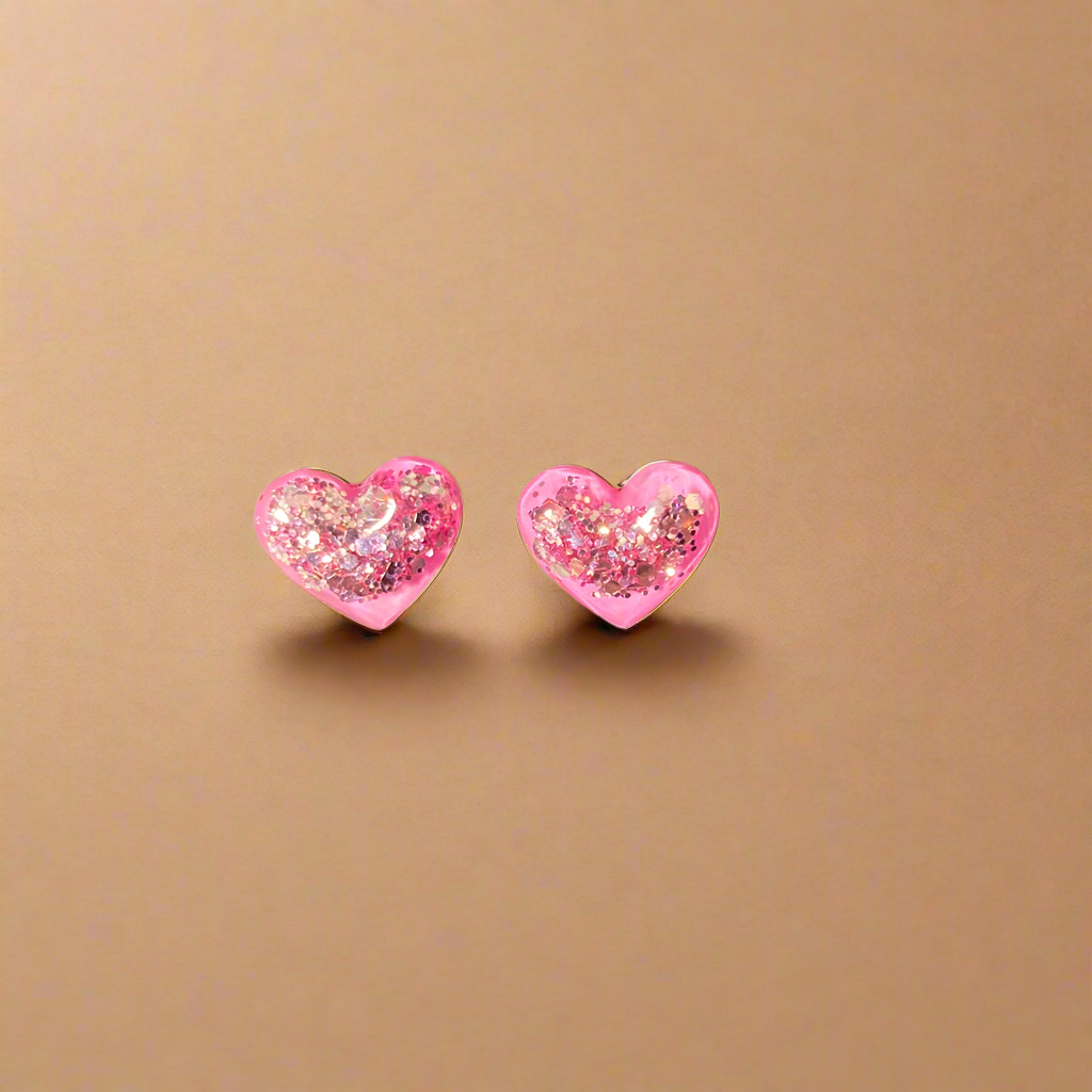 Heart stud earrings small pinks