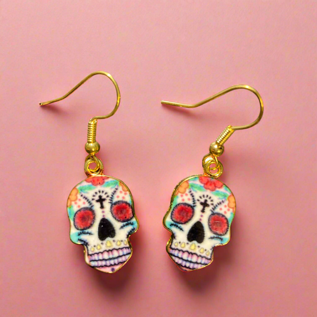 Day of the Dead sugar skulls charm earrings