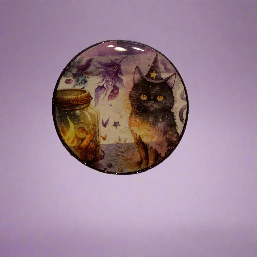 Magnets, fantasy, black cat, moon, spells, magic, cauldron
