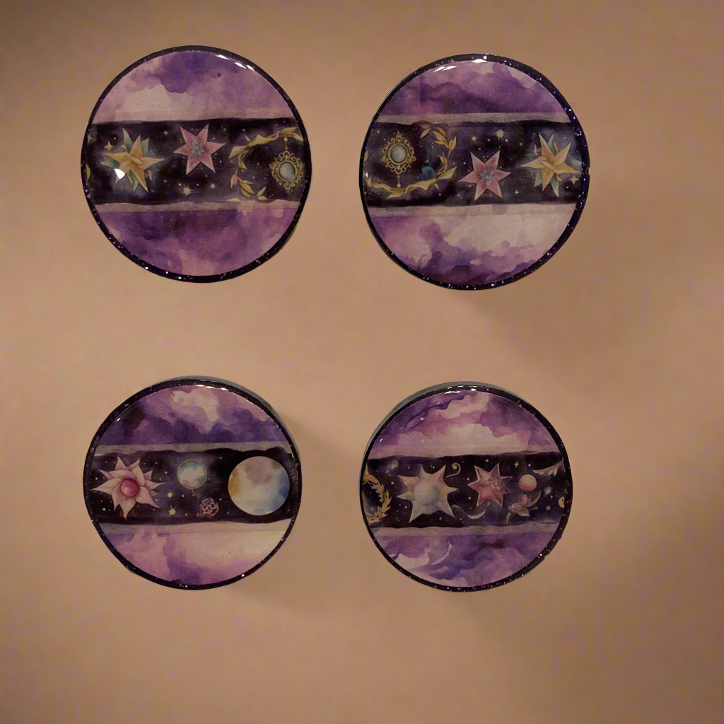 Magnets, purple, galaxy, moon, starts, milky way