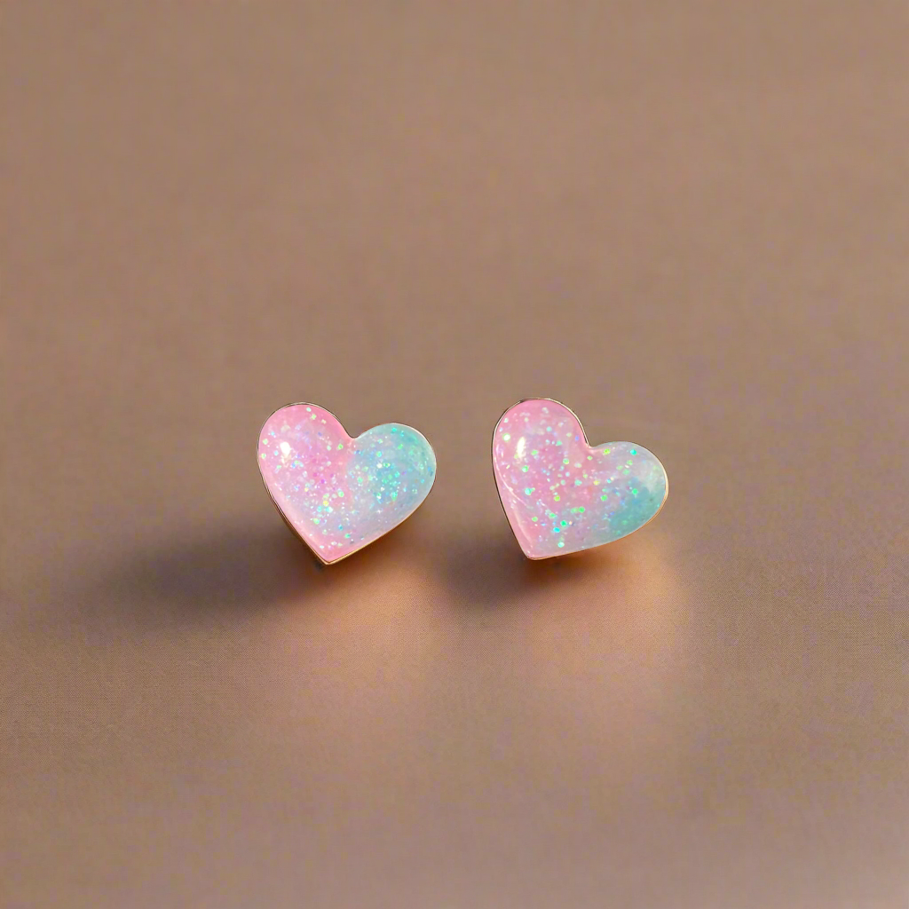 Heart stud earrings small pinks