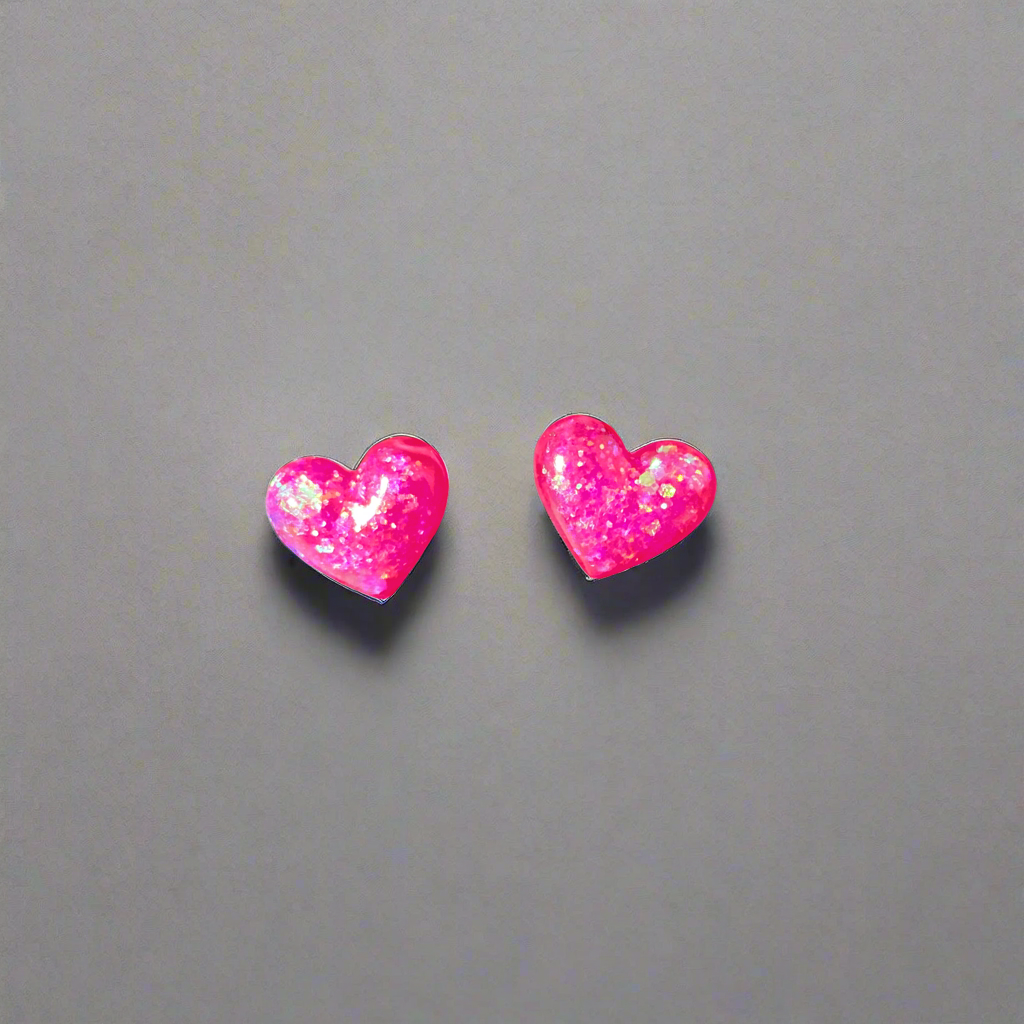 Heart stud earrings small pinks