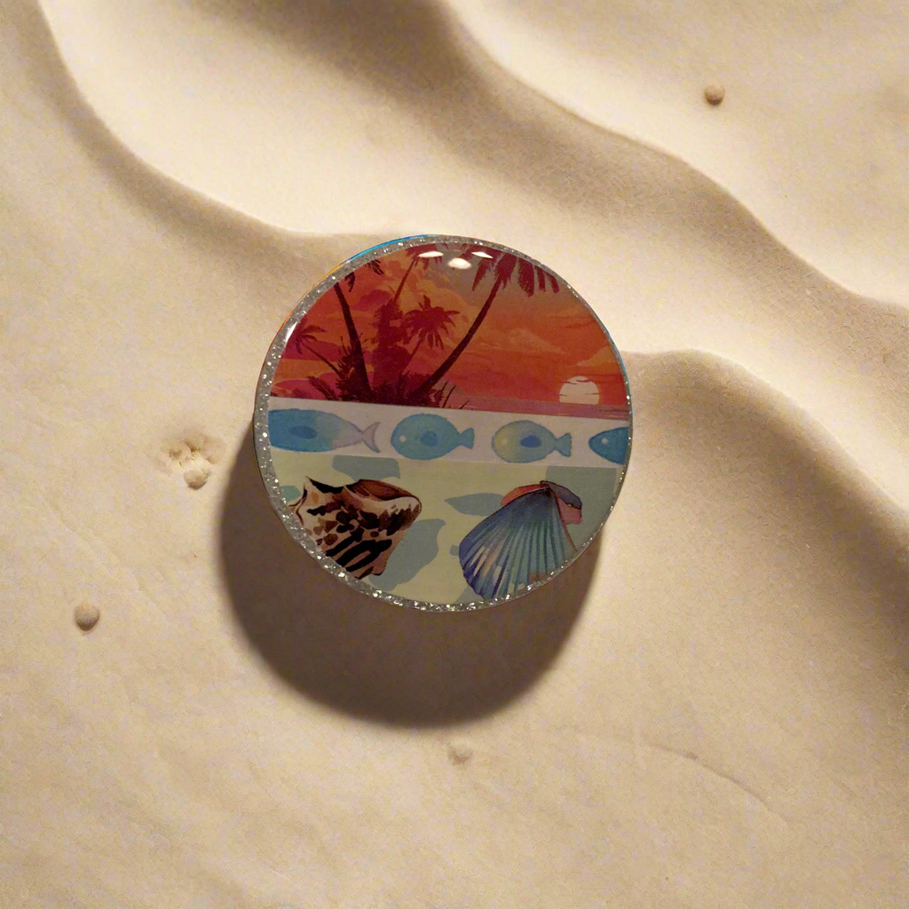 Magnets, sunset, island, ocean, fish, sea shells, starfish, summer vibes