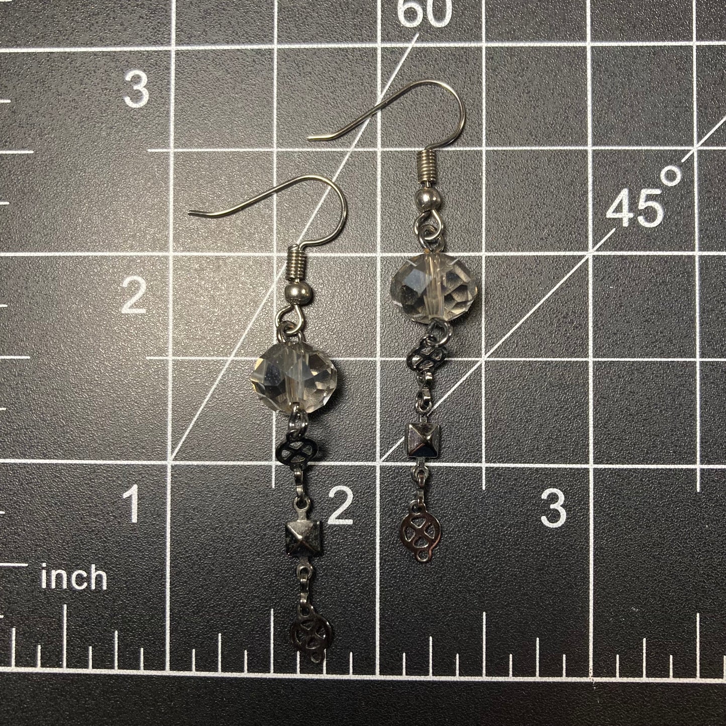 Dark Silver Earrings with Crystal