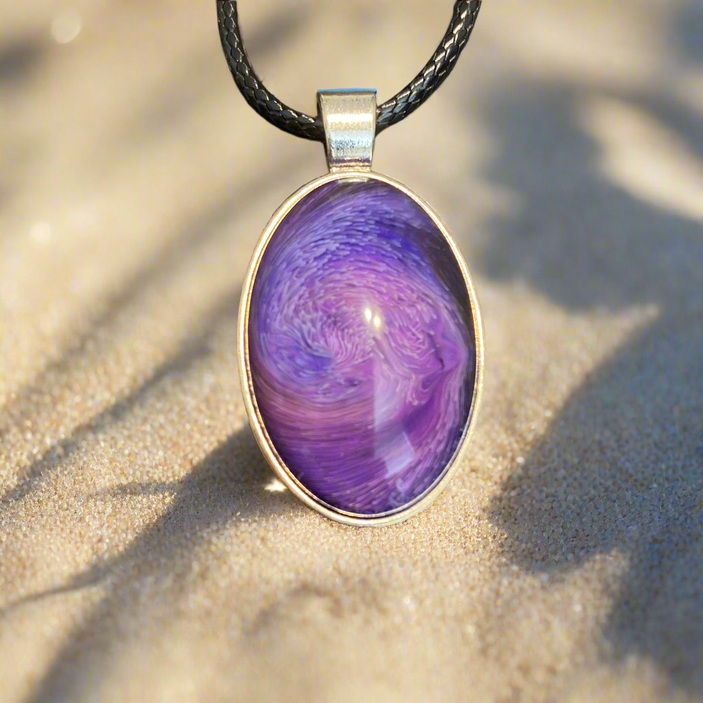 Galaxy Necklaces, purple, small oval