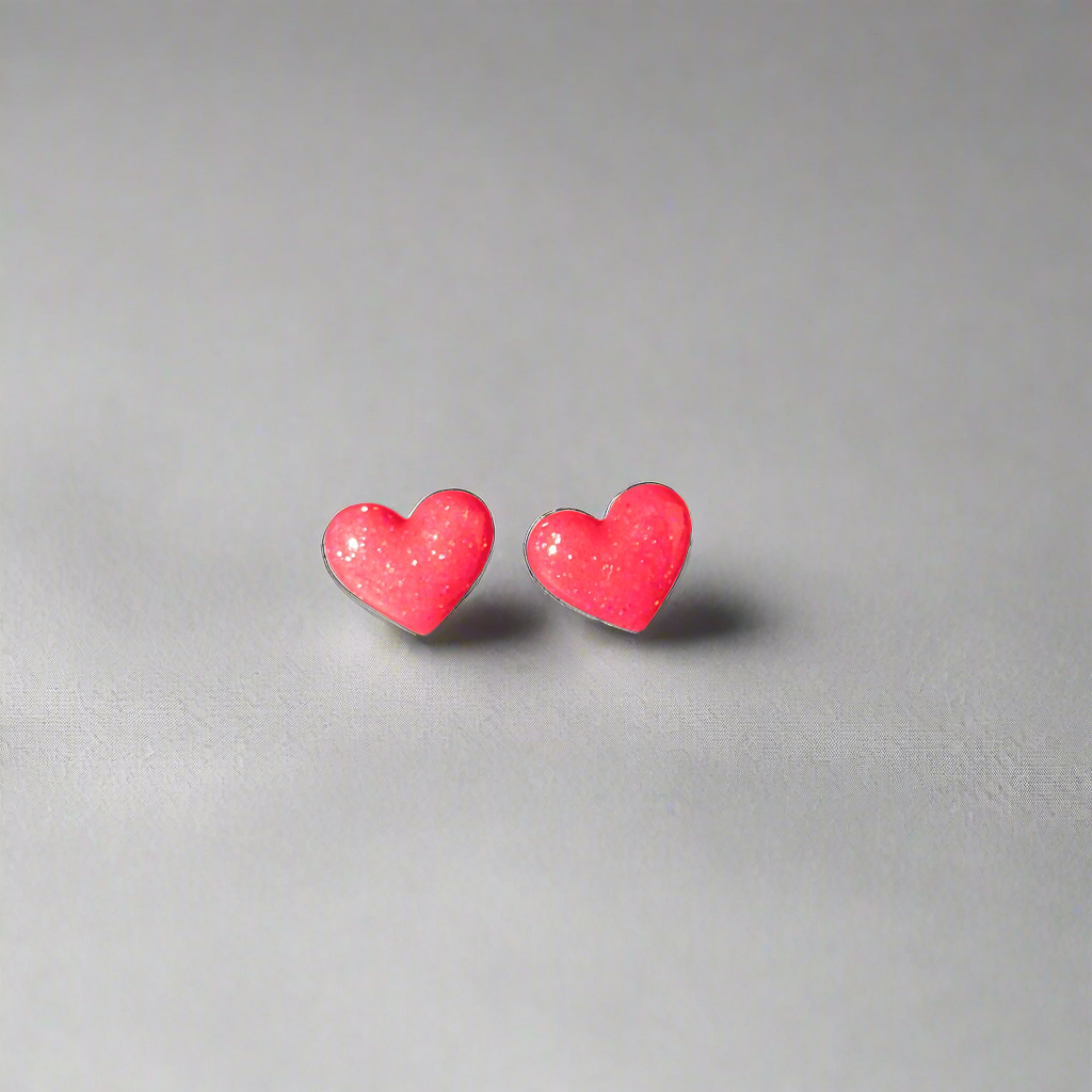 Heart stud earrings small pinks