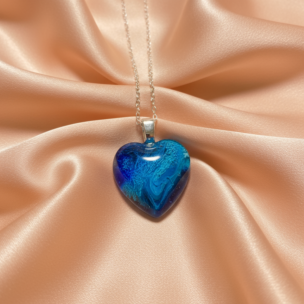 Elemental Harmony Necklace, heart, blue, Water Element