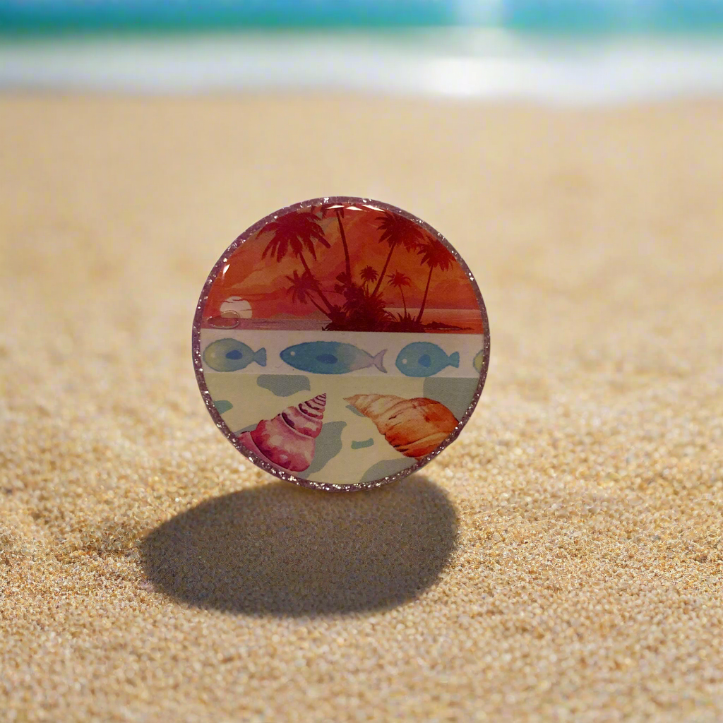 Magnets, sunset, island, ocean, fish, sea shells, starfish, summer vibes