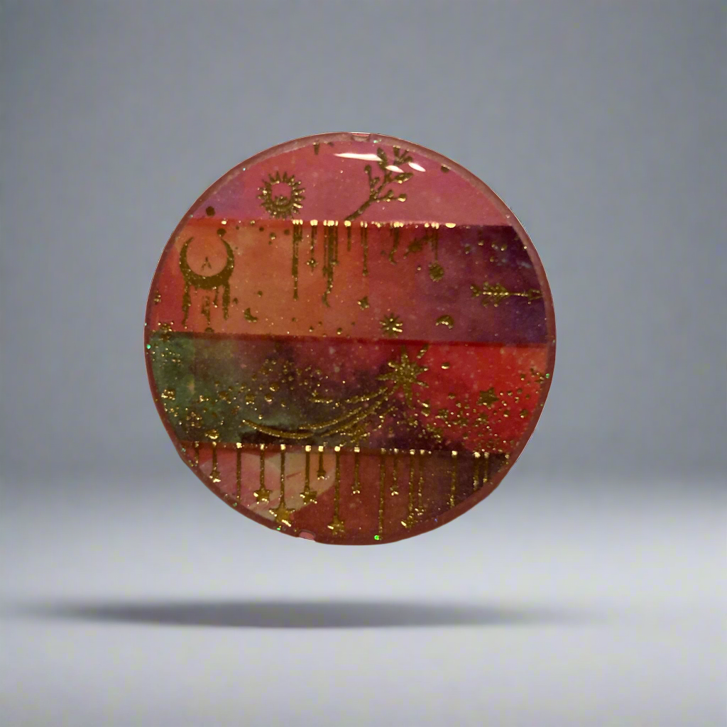 Magnets, red galaxy, moon, stars, planets, milky way