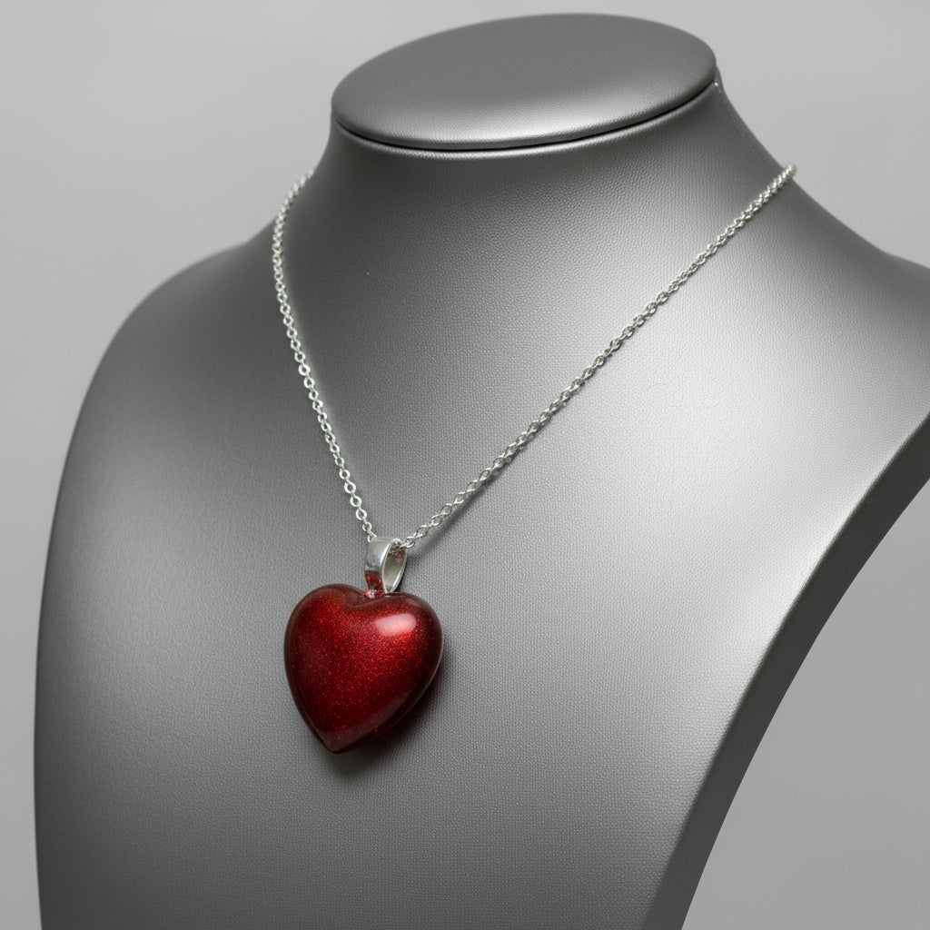 Heart pendant, red