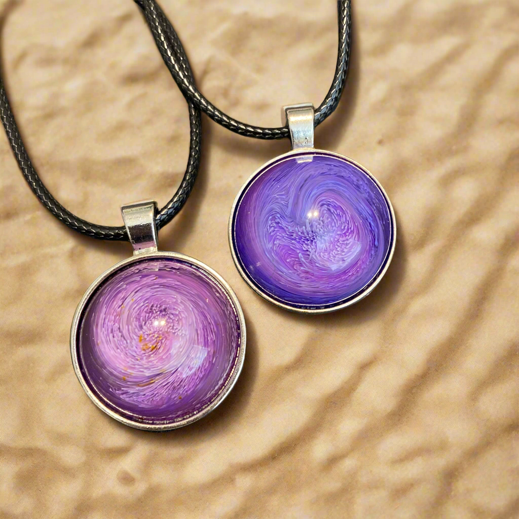 Galaxy Necklaces, small round, pink/purple