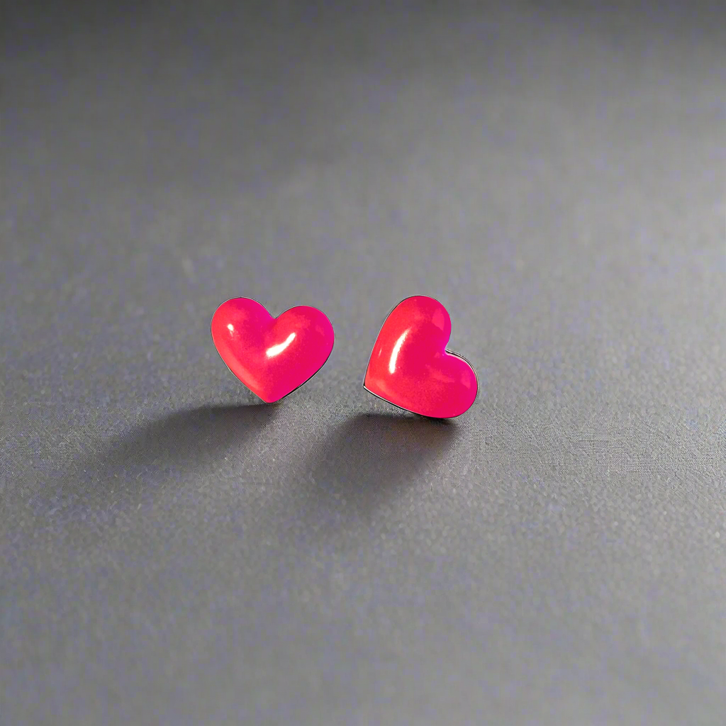 Heart stud earrings small pinks