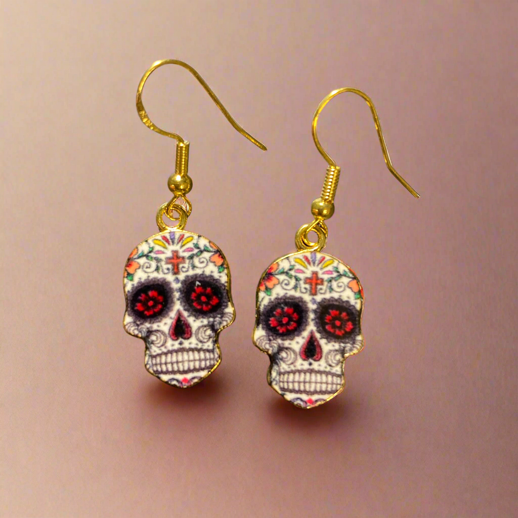 Day of the Dead sugar skulls charm earrings