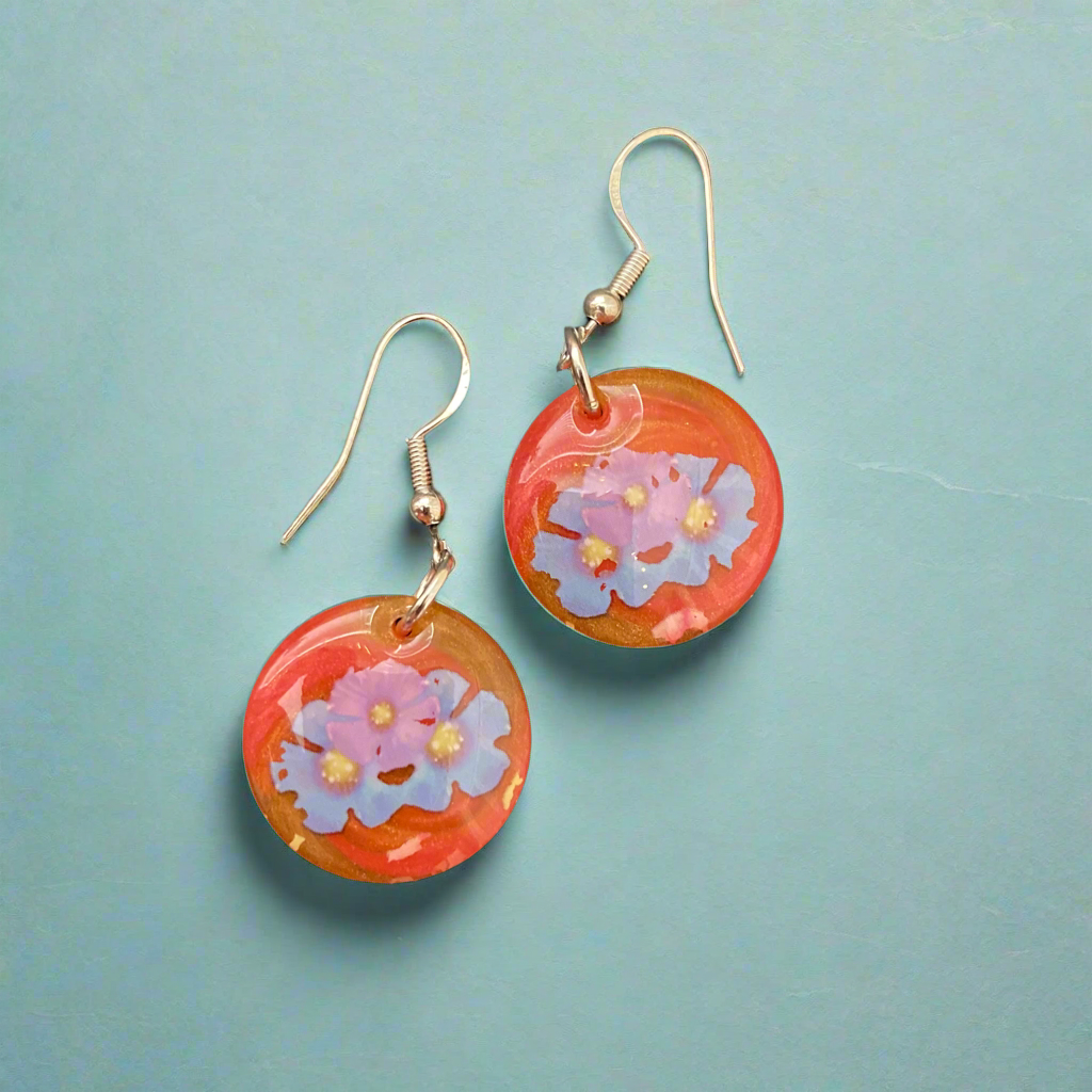Drop Earrings, tropical flowers, dangle earrings