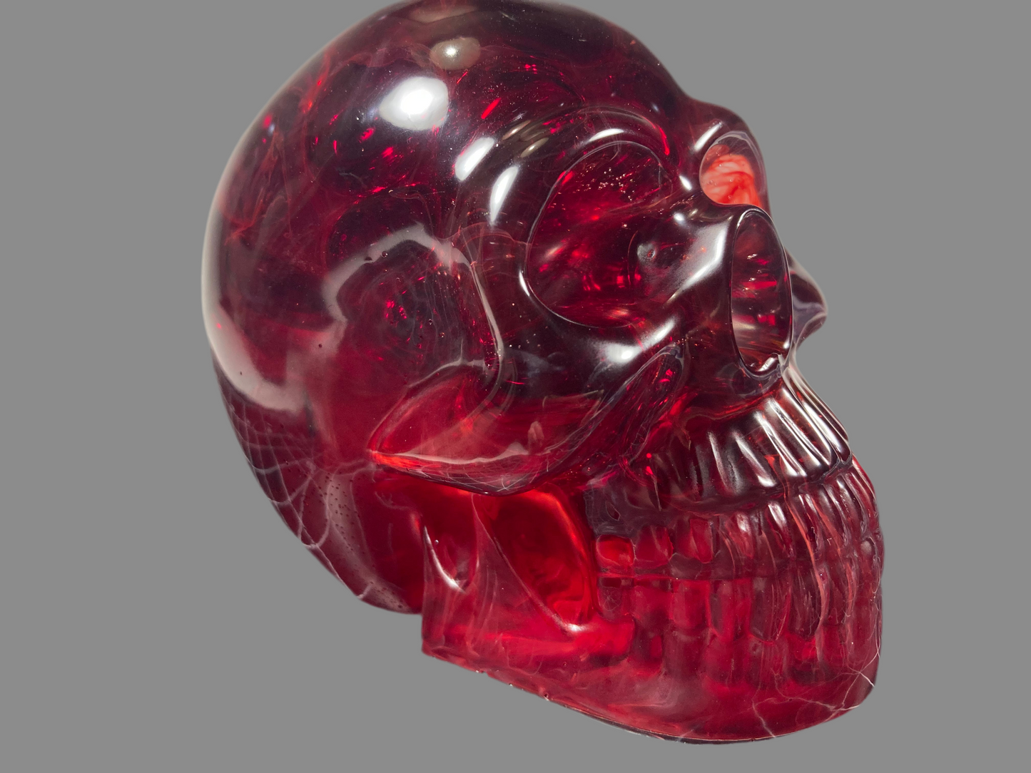 Decorative skull, translucent red, fantasy, paper weight, office decor