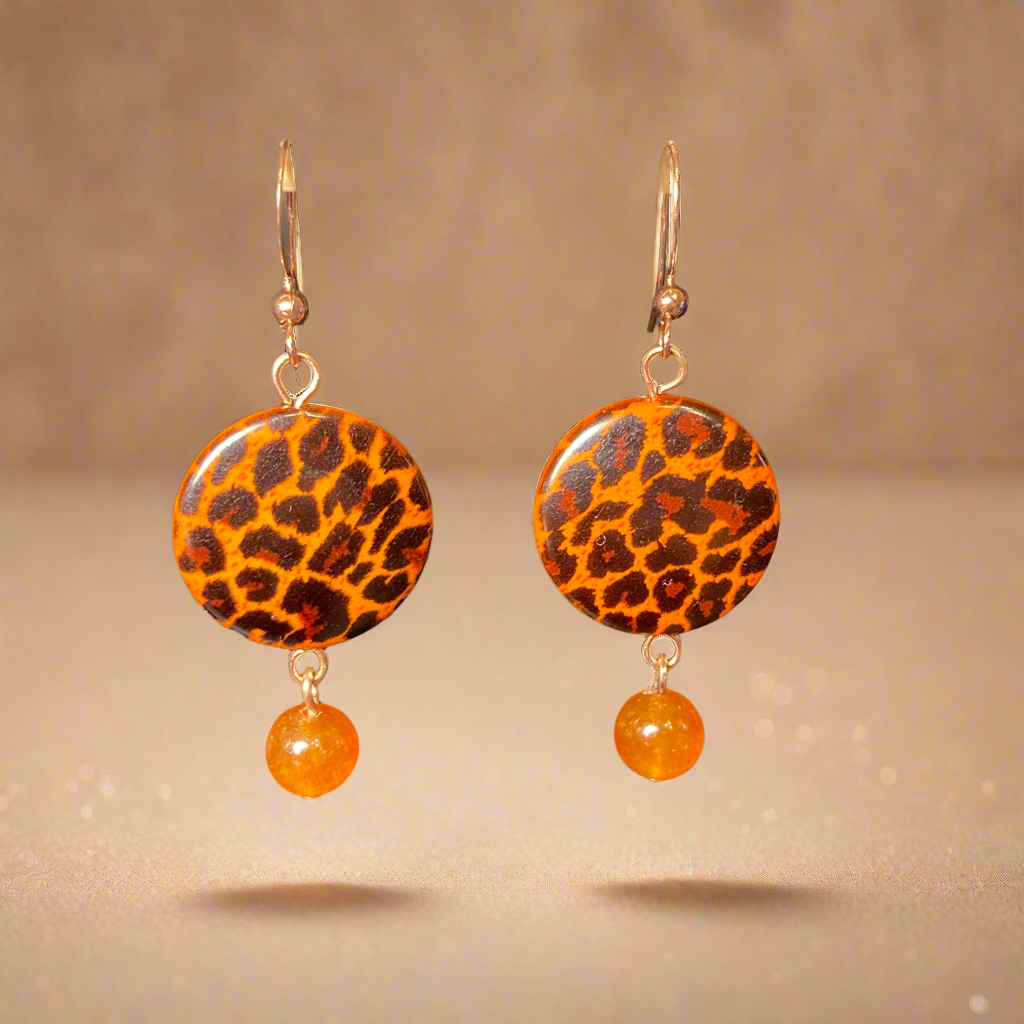 Leopard print dangle earrings