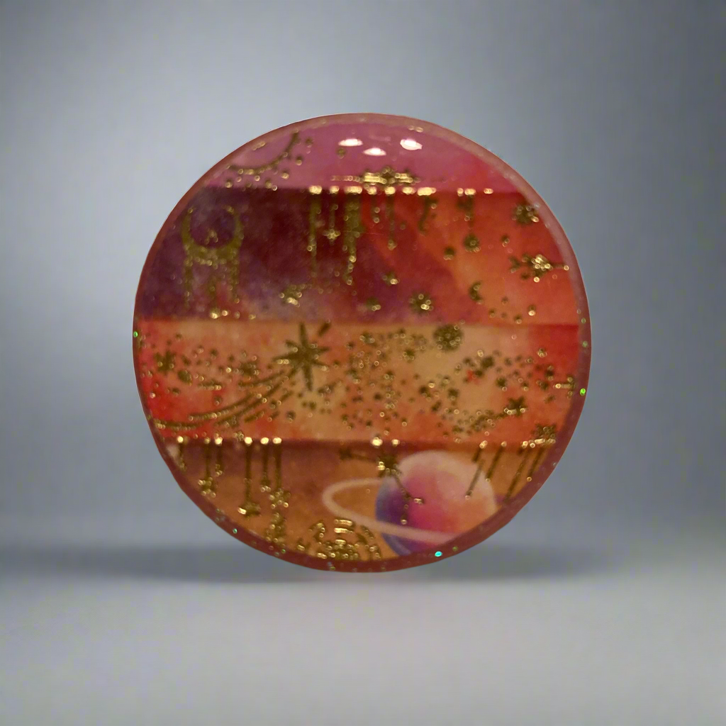Magnets, red galaxy, moon, stars, planets, milky way