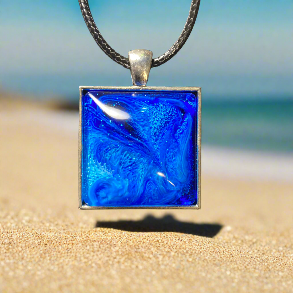 Galaxy Necklaces, square, blue