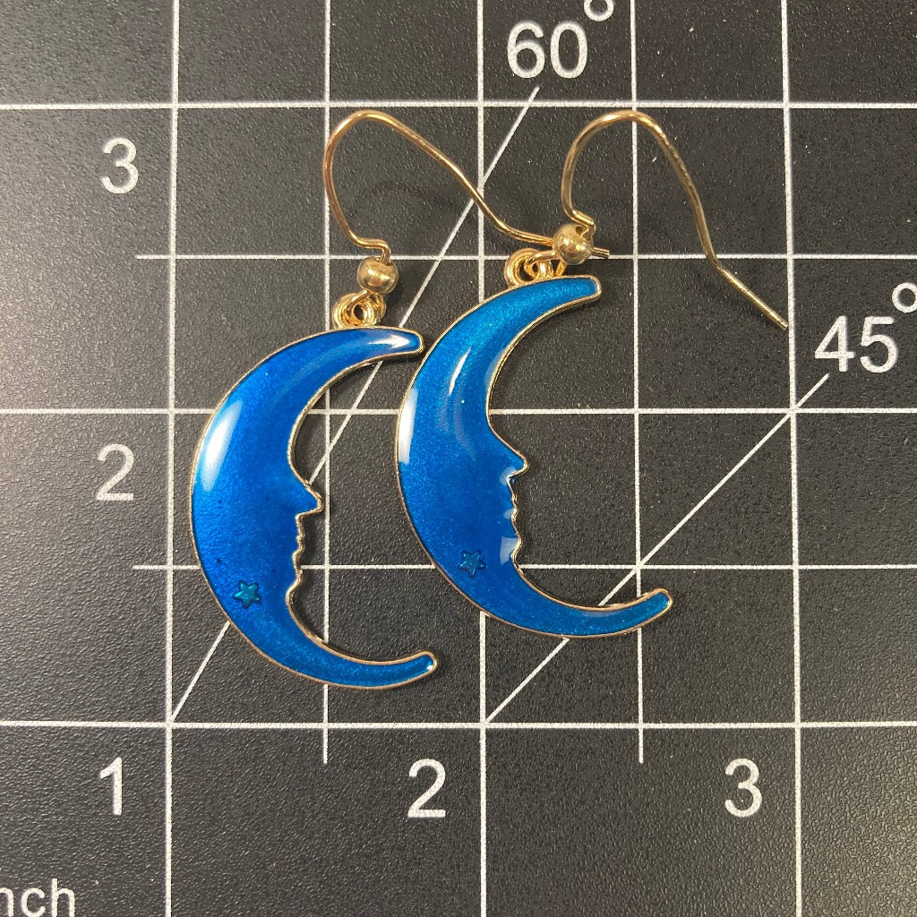 Moon Earrings, blue
