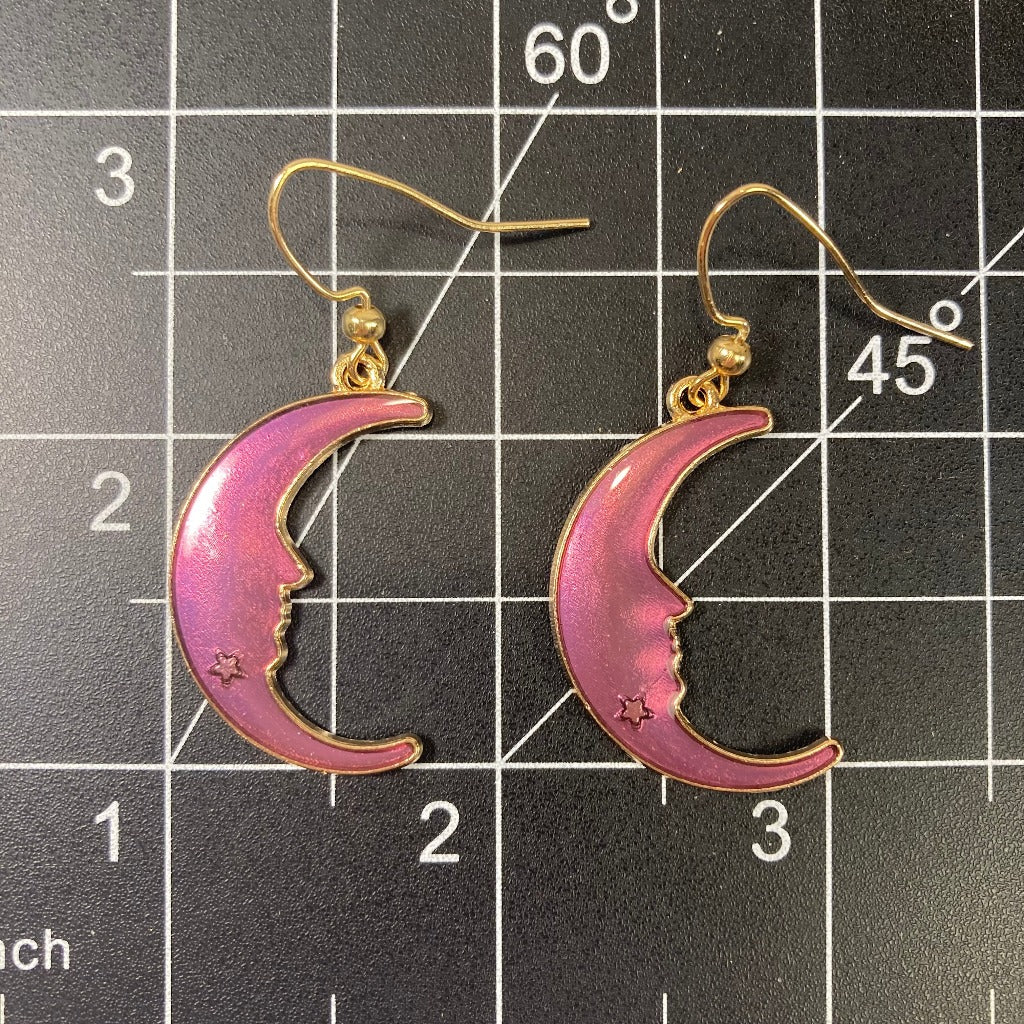 Moon Earrings, purple