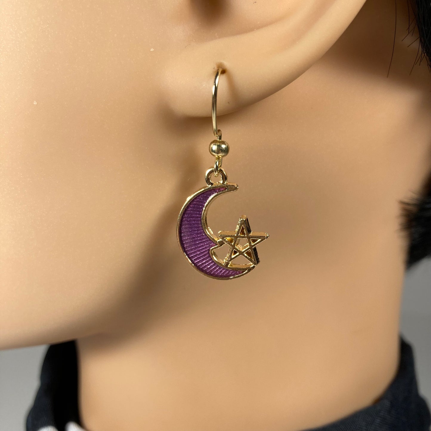 Purple Moon & Star Earrings