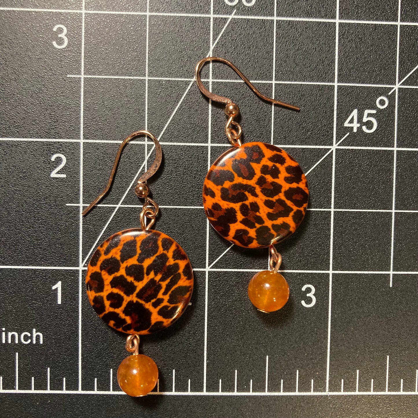 Leopard print dangle earrings