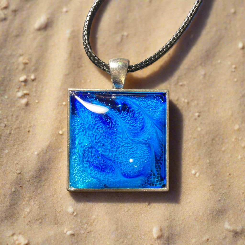 Elemental Harmony Necklace, square, blue, Water Element