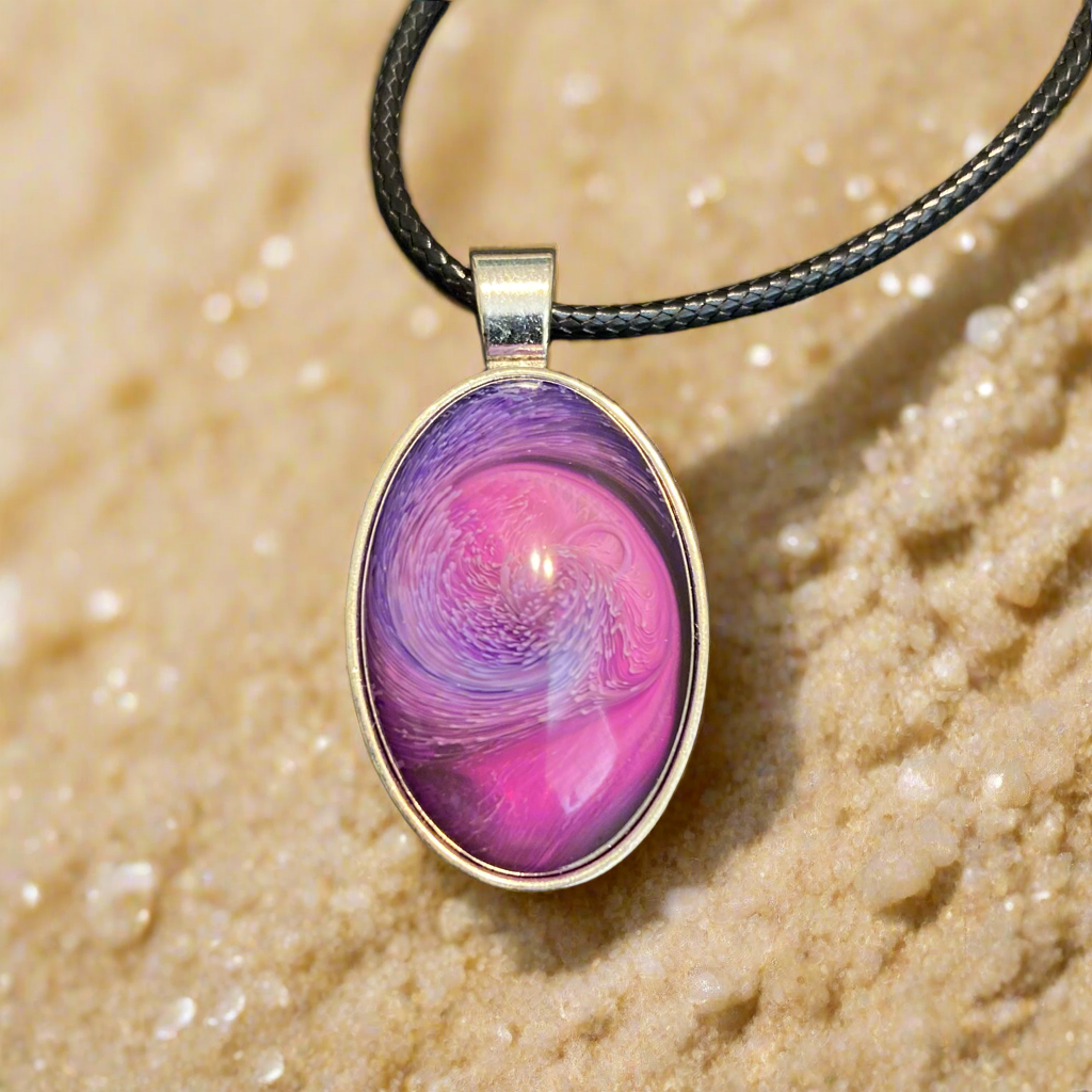 Galaxy Necklaces, purple, small oval