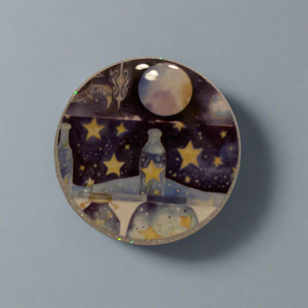 Magnets, starry Night, moon, stars, Bottles