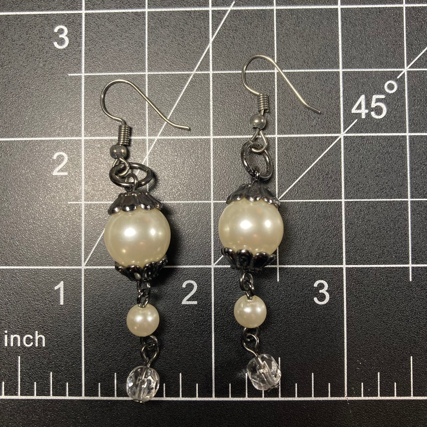 Dark Silver with Pearls Earrings
