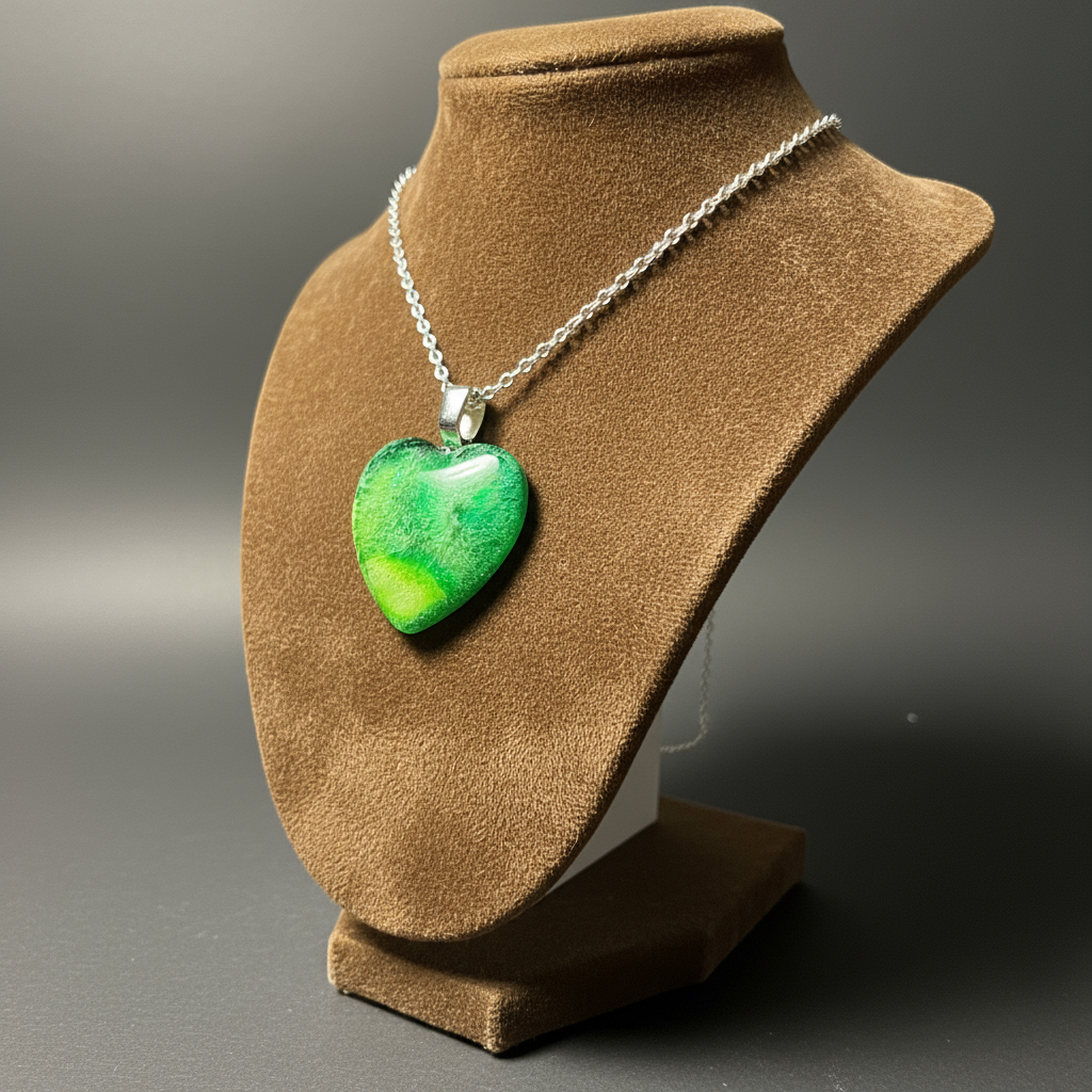 Heart pendant, green