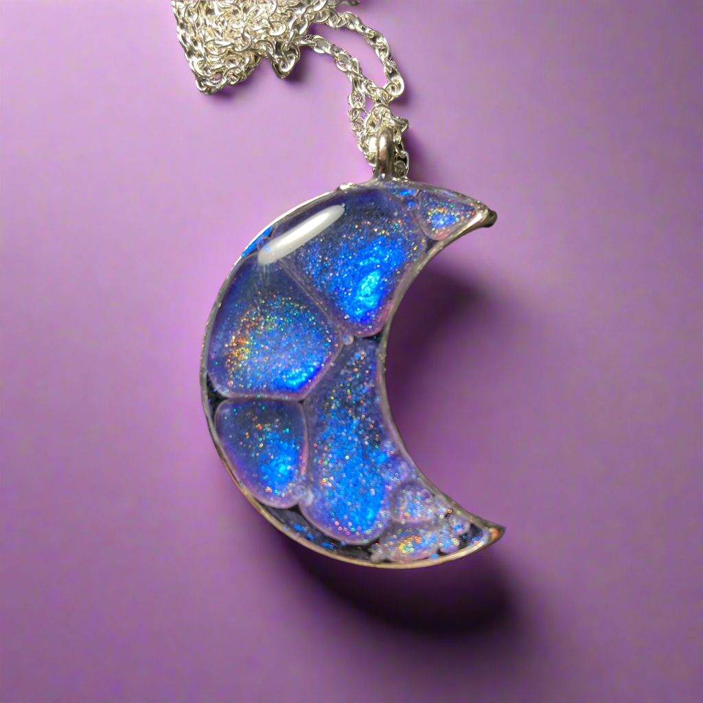Moon pendant, blue