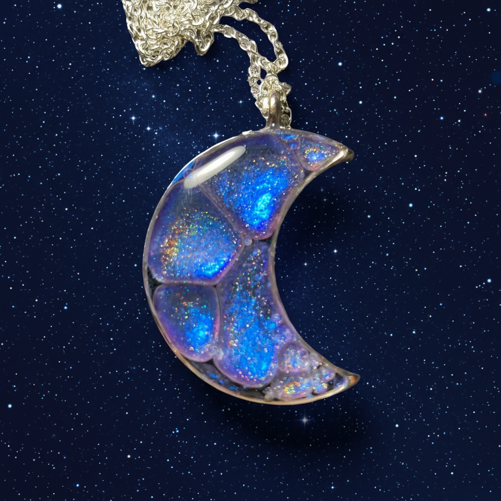 Moon pendant, blue