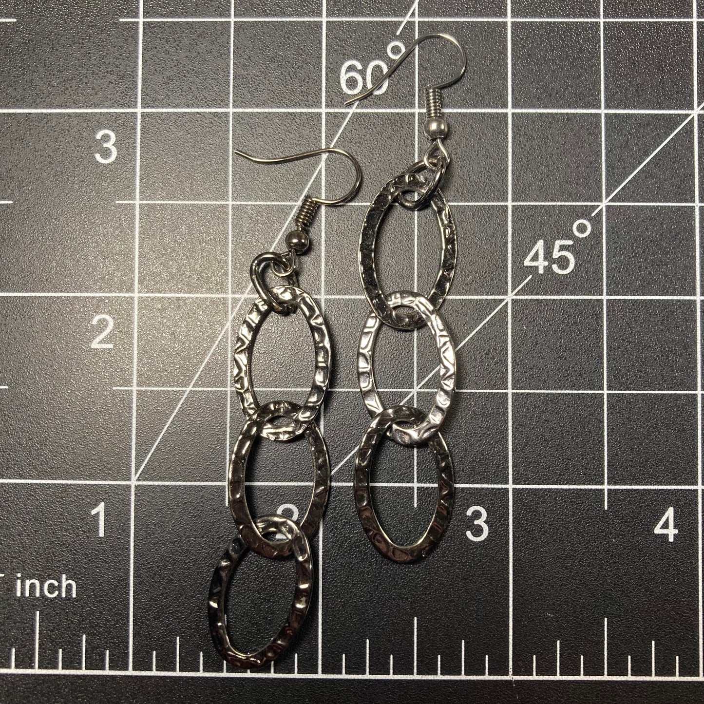 Dark Silver Oval chain Earrings