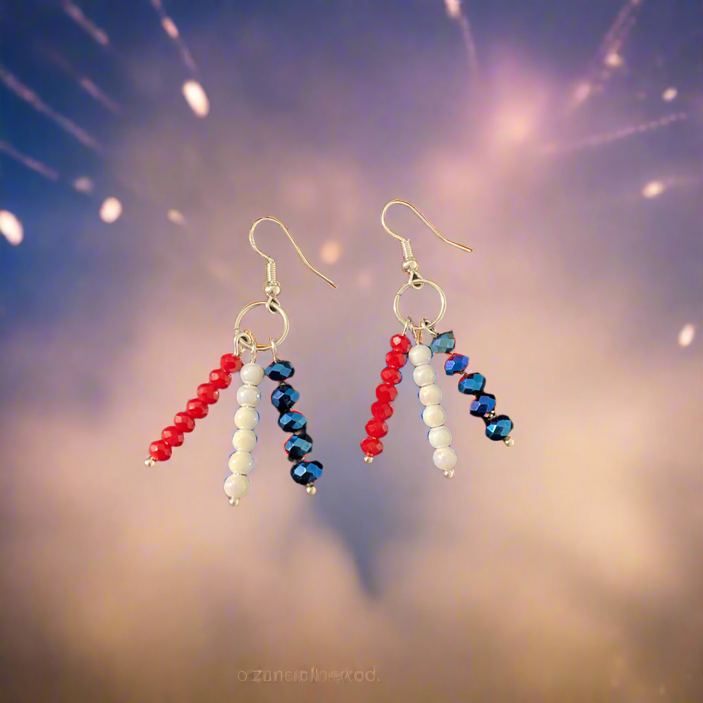 Red White and Blue dangle earrings