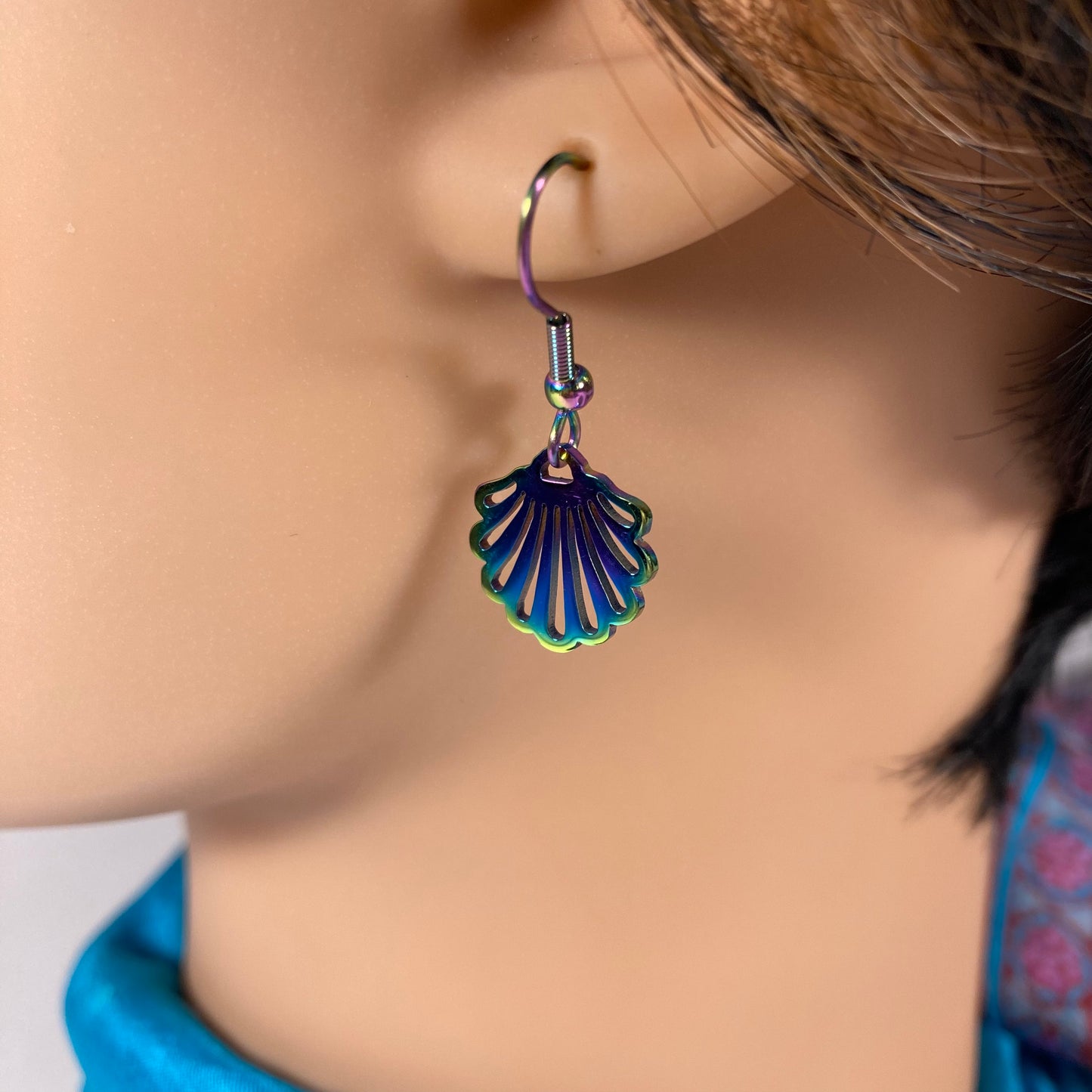Iridescent Clam Earrings