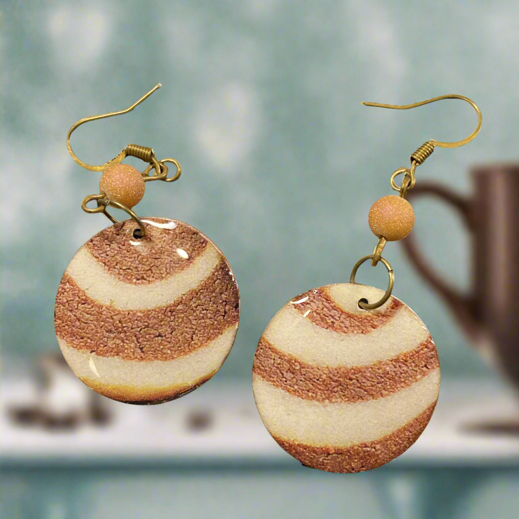 Paper earrings, chocolate swirl cookies