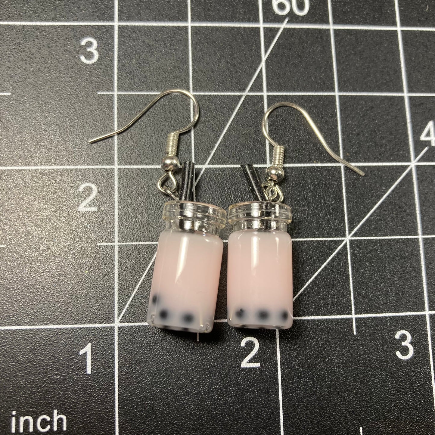 Rose Pink Boba Tea Earrings