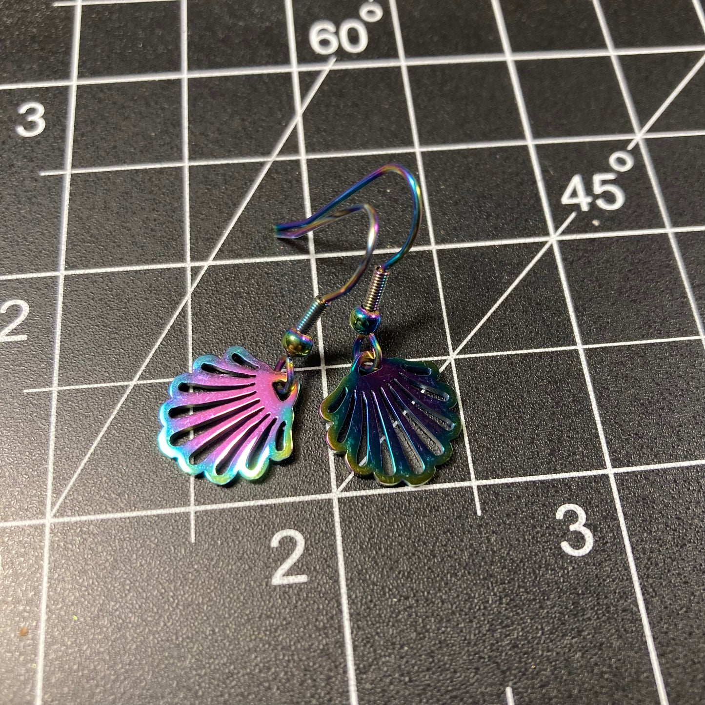 Iridescent Clam Earrings