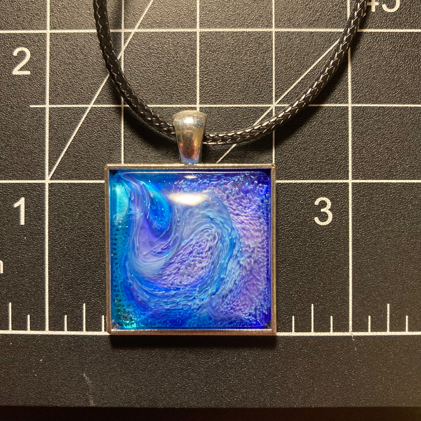 Galaxy Necklaces, pink & blue, square